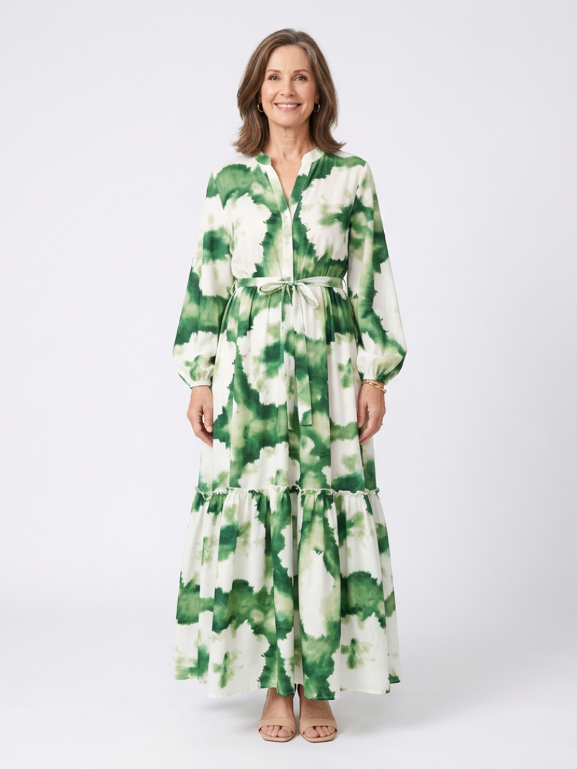 Sabine | Tie-Waist Long Sleeve Maxi Dress