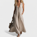 Isabelle - Sleeveless Button-Front Maxi Dress