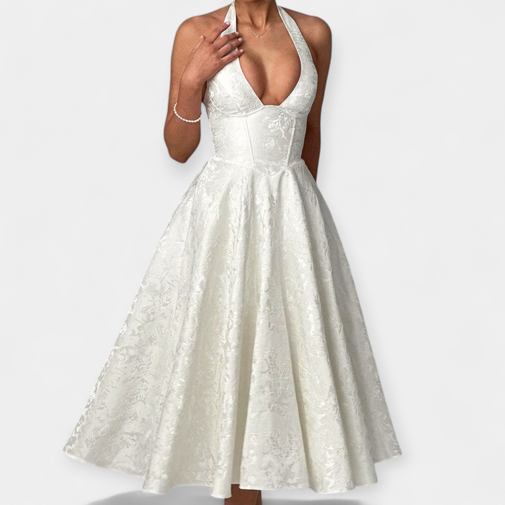 Soft Dress with Open Back and Corset Design