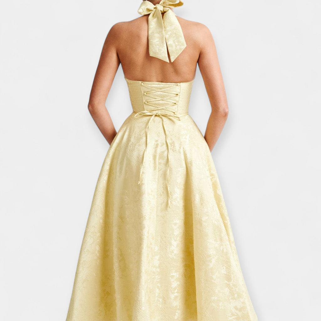 Soft Dress with Open Back and Corset Design
