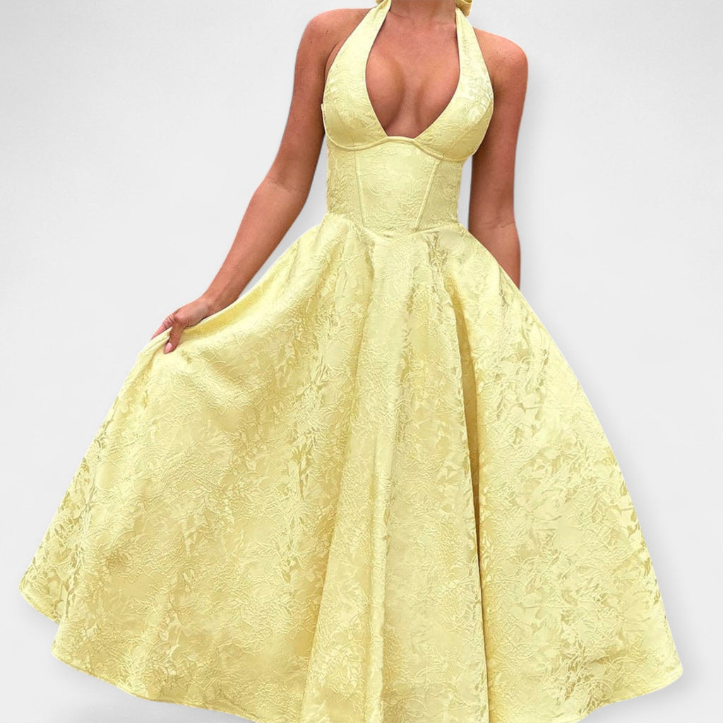 Soft Dress with Open Back and Corset Design