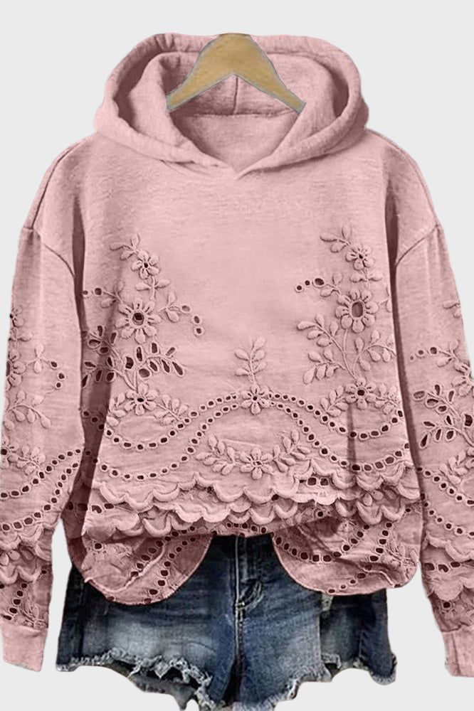 Hooded Top with Lace Green Meadow