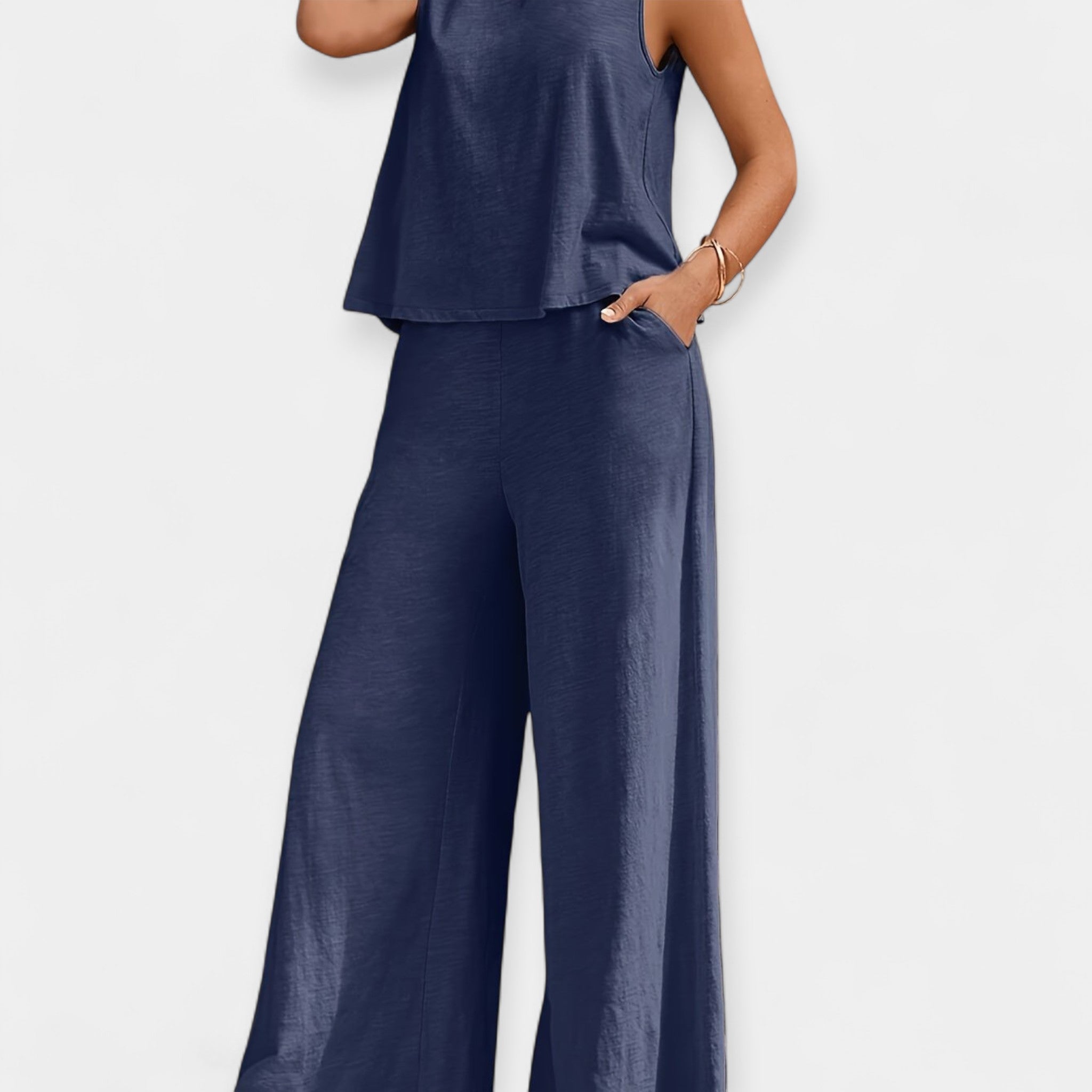 Sleeveless Top and Wide Pants Set