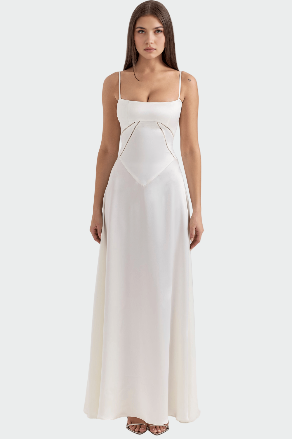 Satin Maxi Dress with Thin Straps