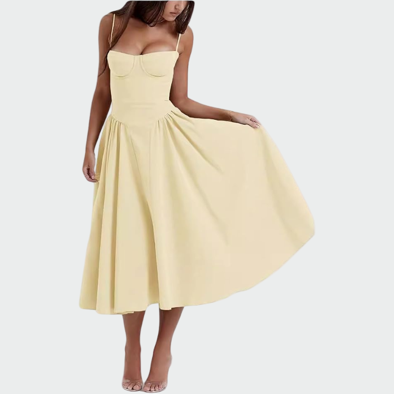 Satino Maxi Dress with Thin Straps