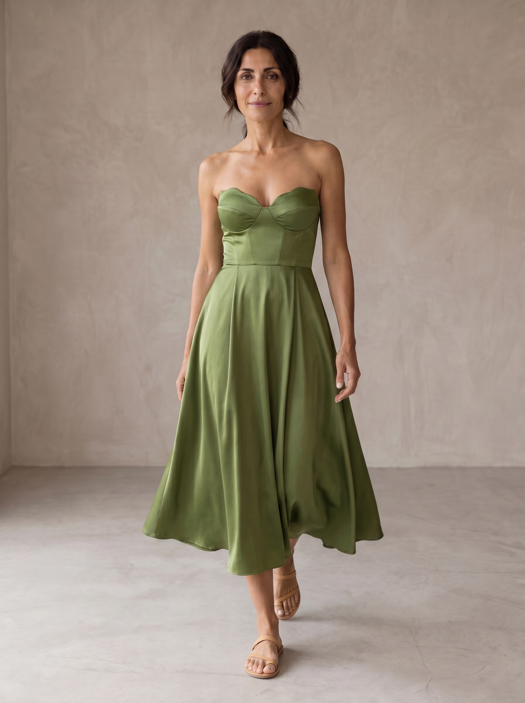 Liora | Elegant Midi Strapless Dress