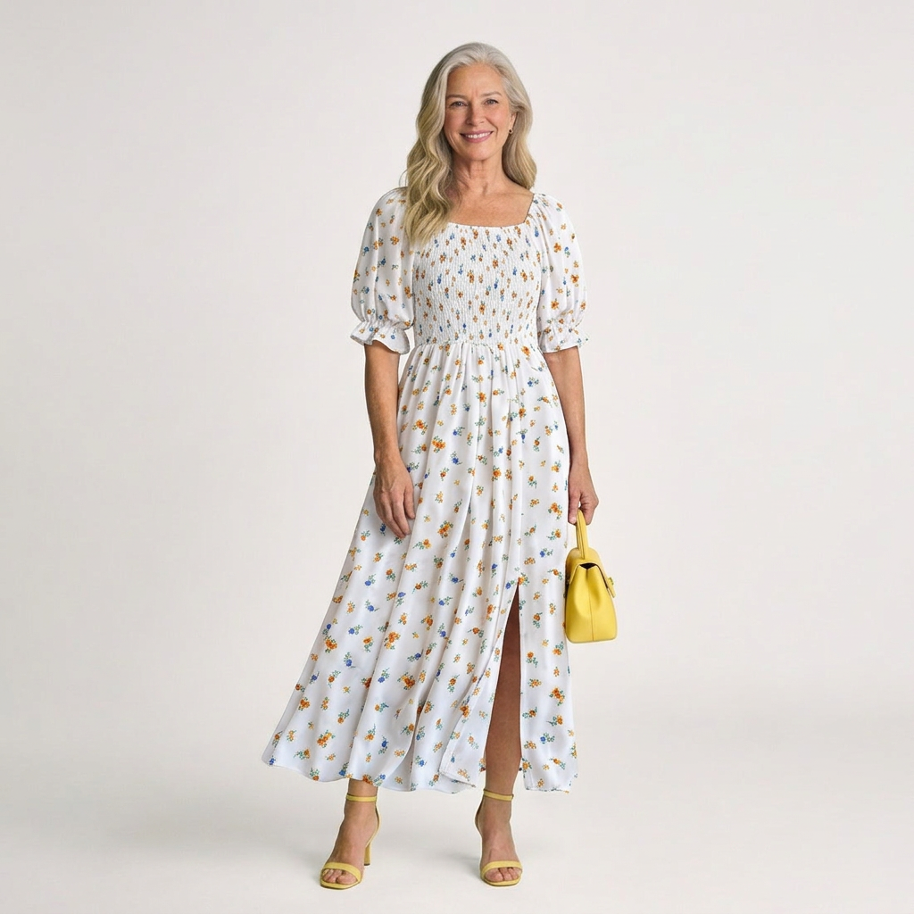 Delphine | Floral Square Neck Puff Sleeve Dress