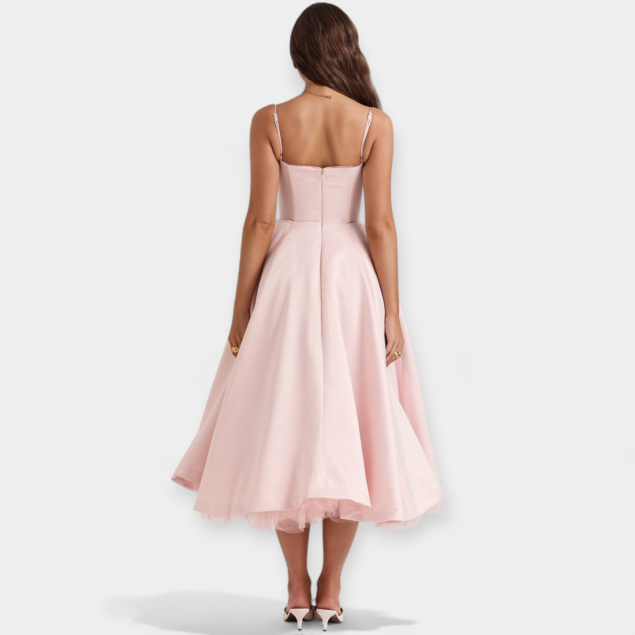 Midi Dress with Sheer Tulle