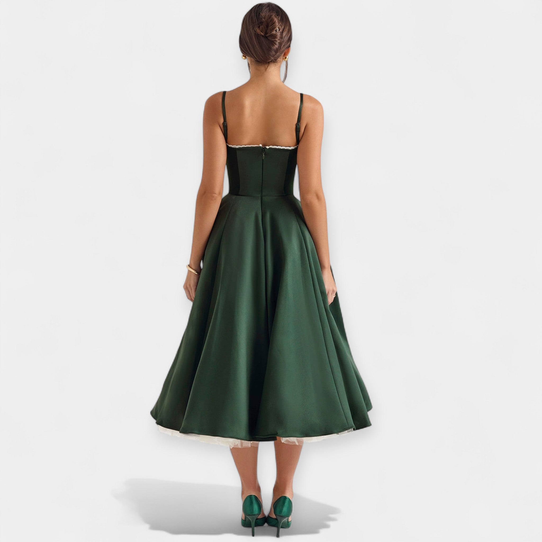 Midi Dress with Sheer Tulle