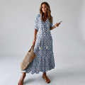 Bianca |Boho vintage v-neck summer dress