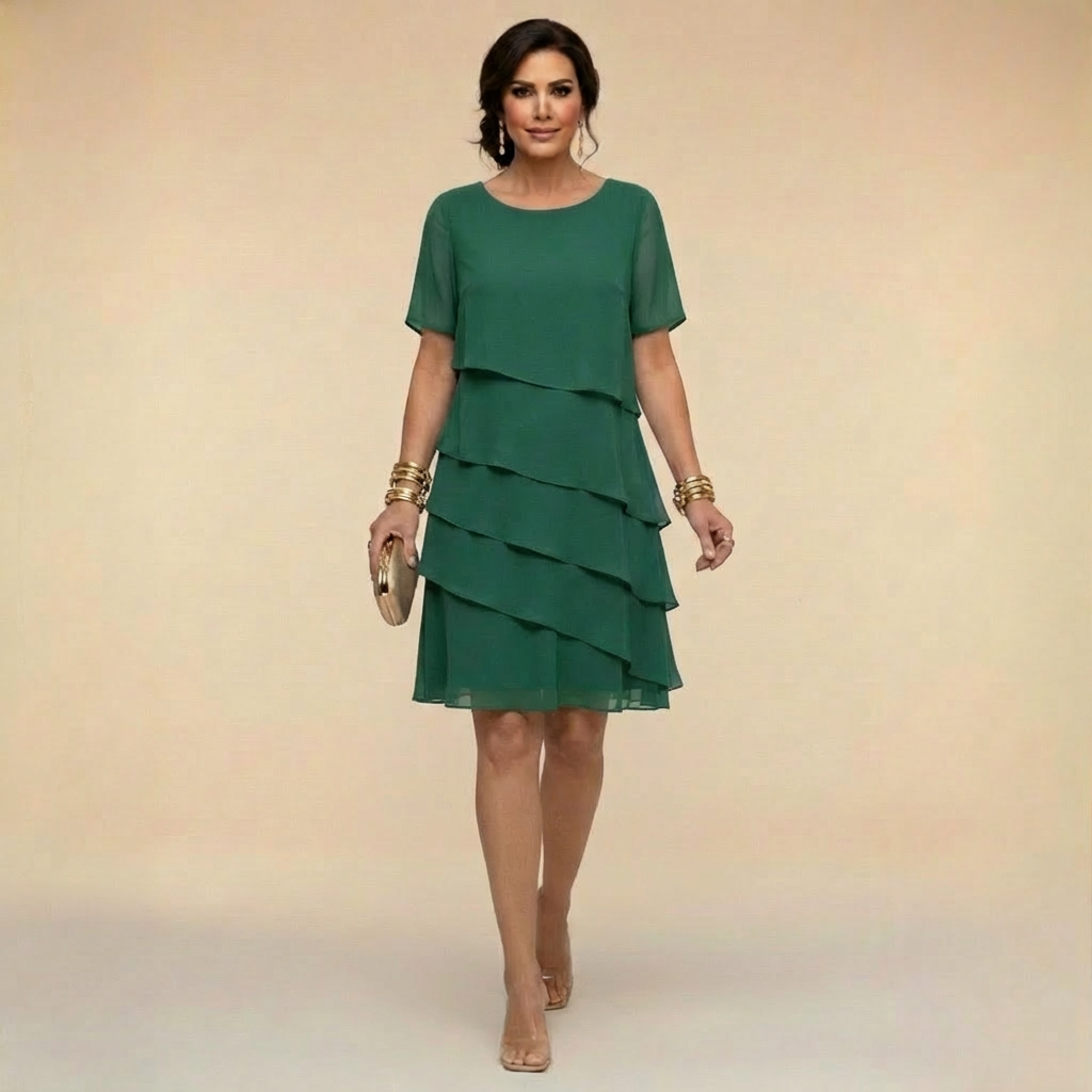 Elena - Layered Chiffon Midi Dress