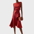 Rūta | Ruched Asymmetrical Midi Dress
