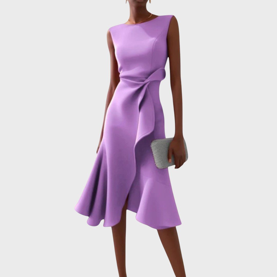 Rūta | Ruched Asymmetrical Midi Dress