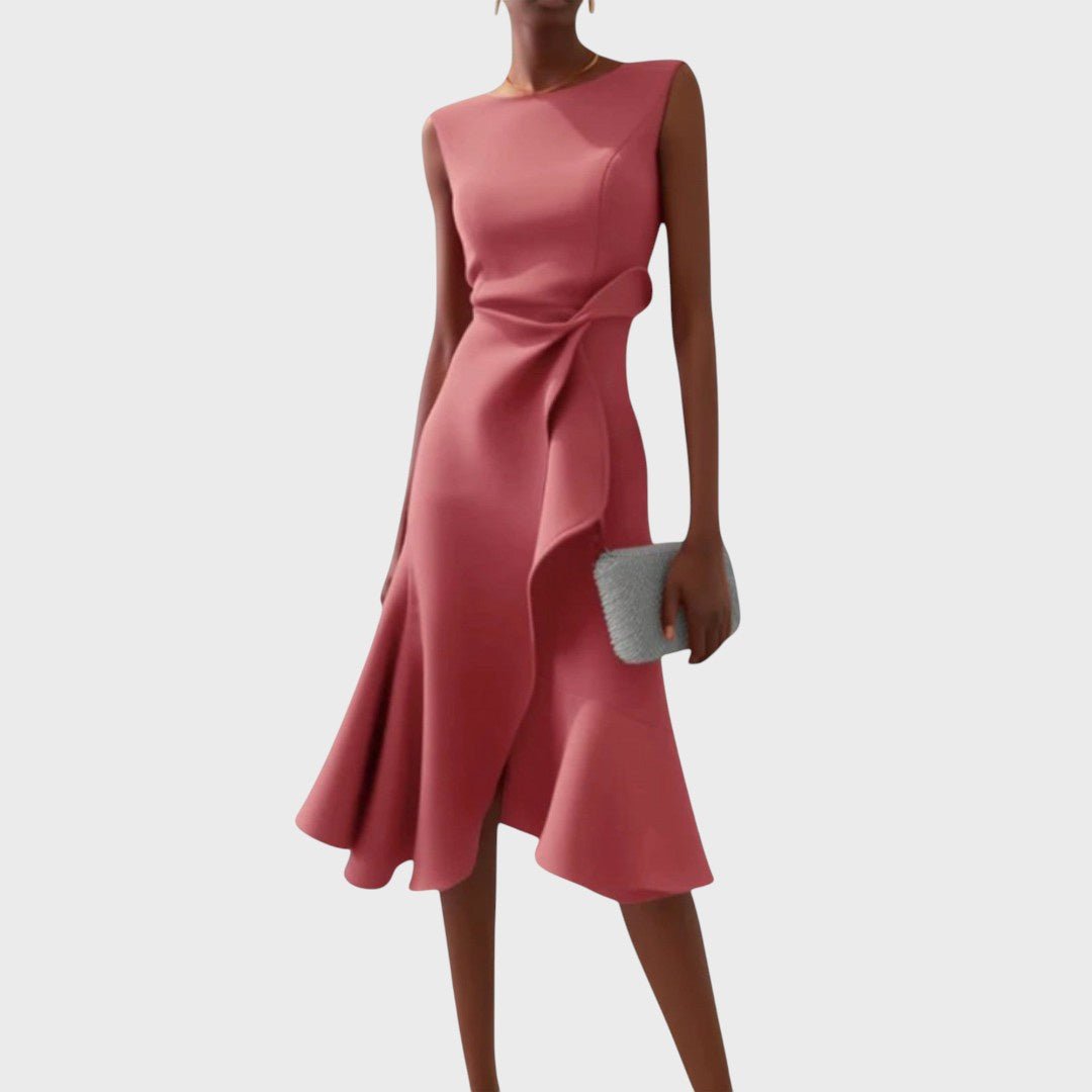 Rūta | Ruched Asymmetrical Midi Dress