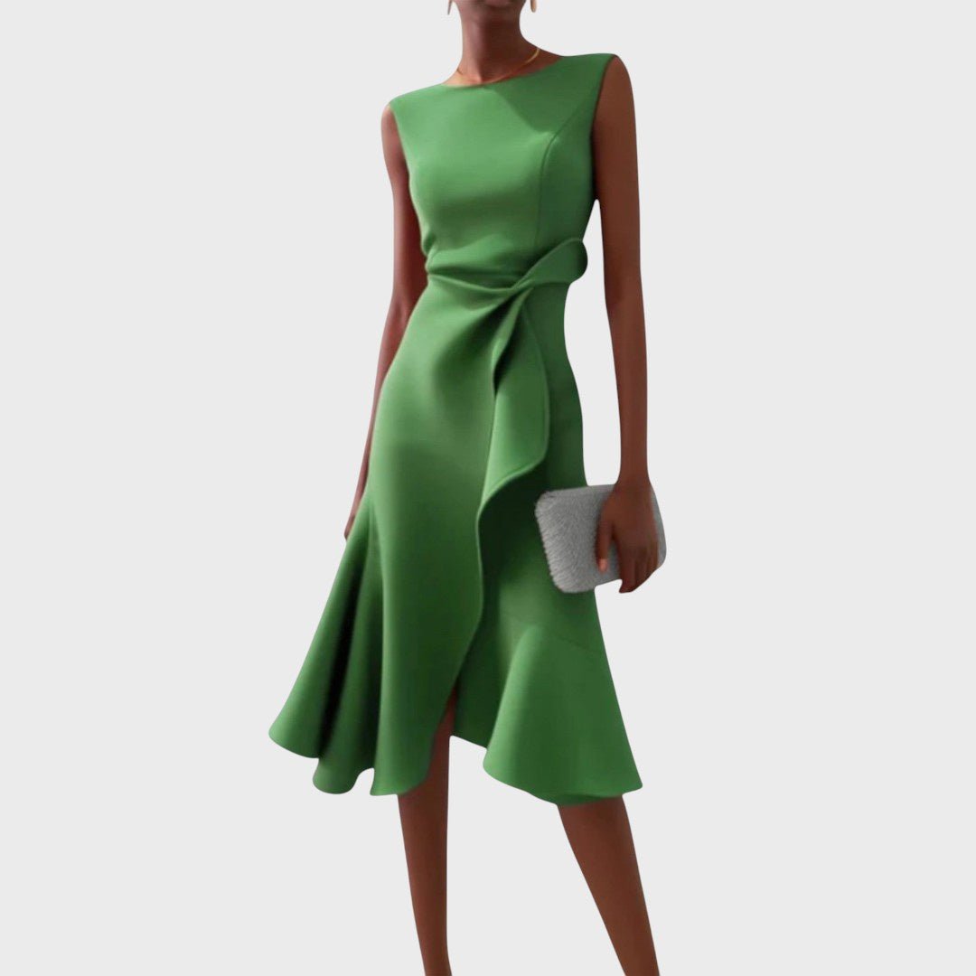 Rūta | Ruched Asymmetrical Midi Dress
