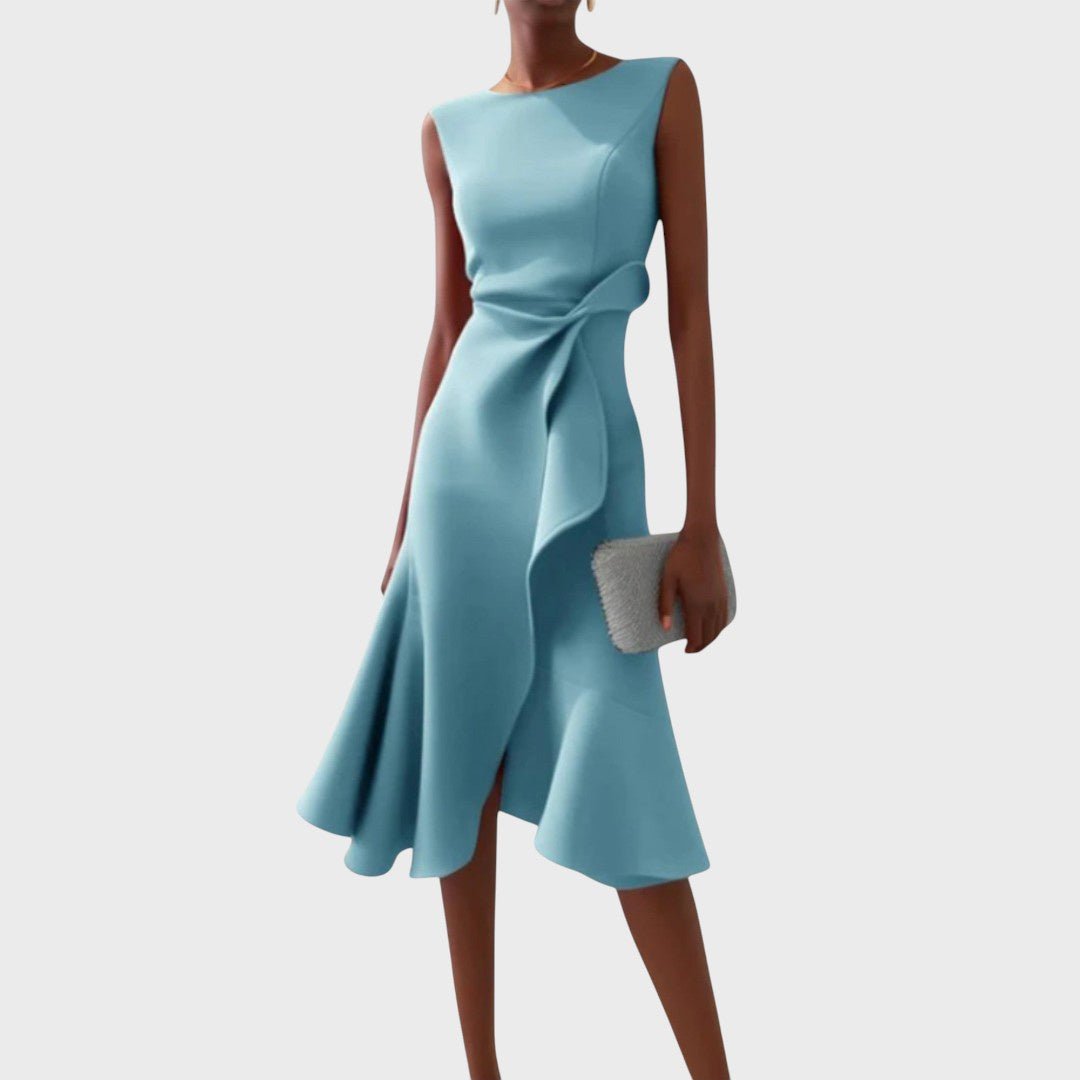 Rūta | Ruched Asymmetrical Midi Dress