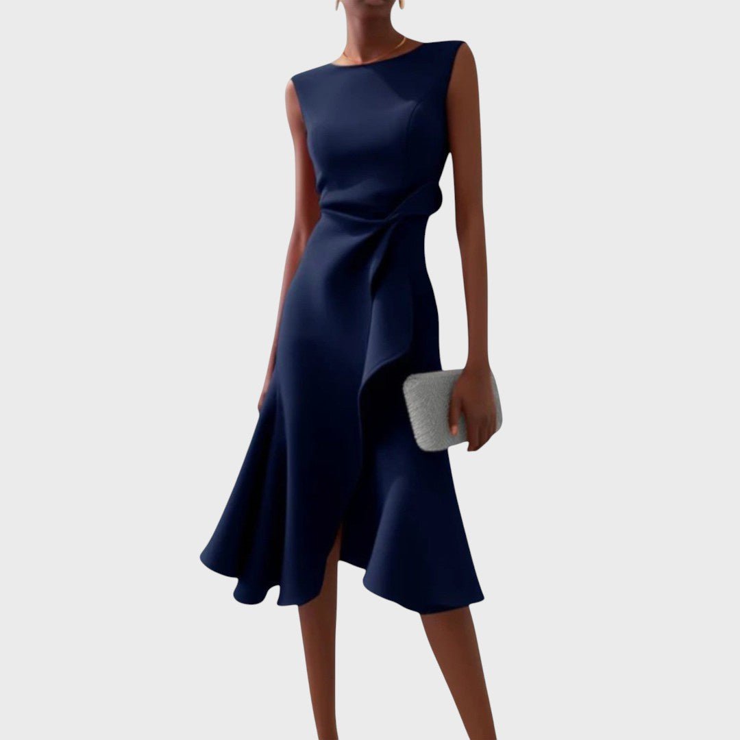 Rūta | Ruched Asymmetrical Midi Dress