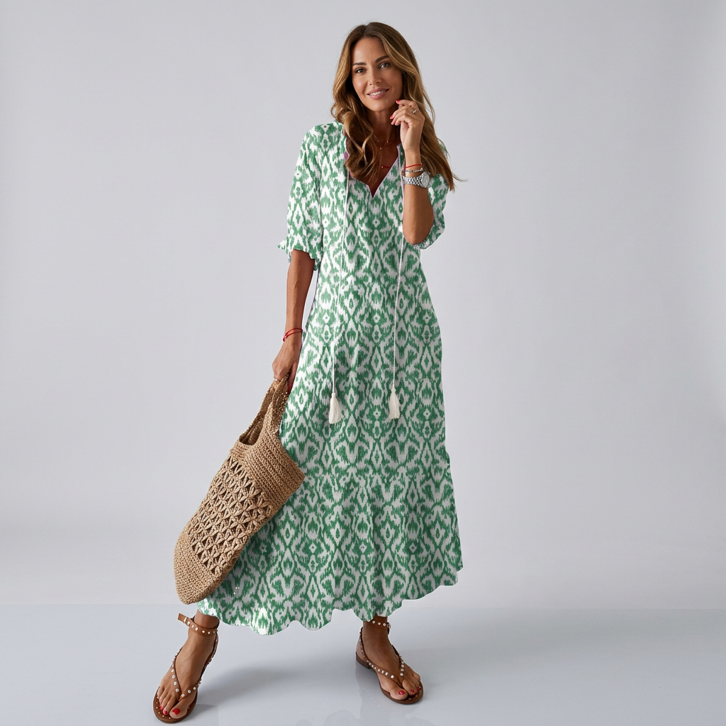 Bianca |Boho vintage v-neck summer dress