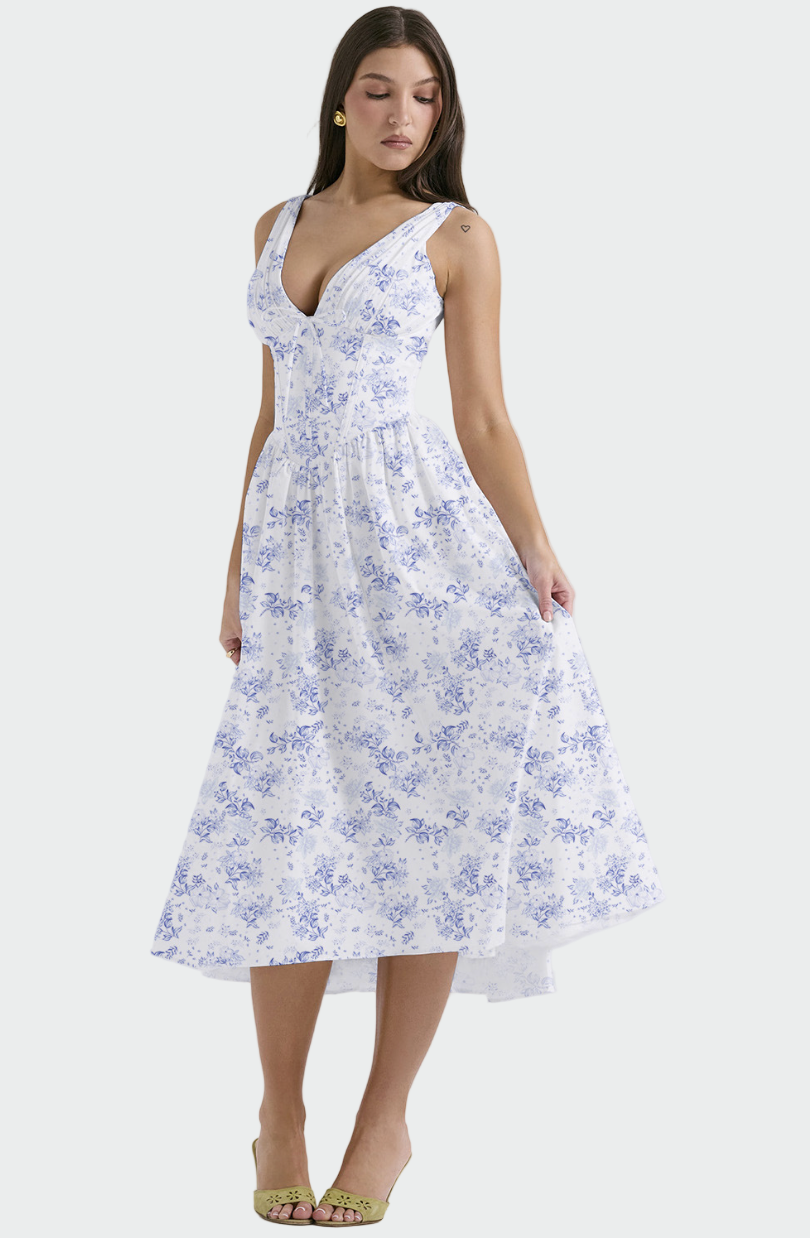 Midi Dress with Romantic Flowers