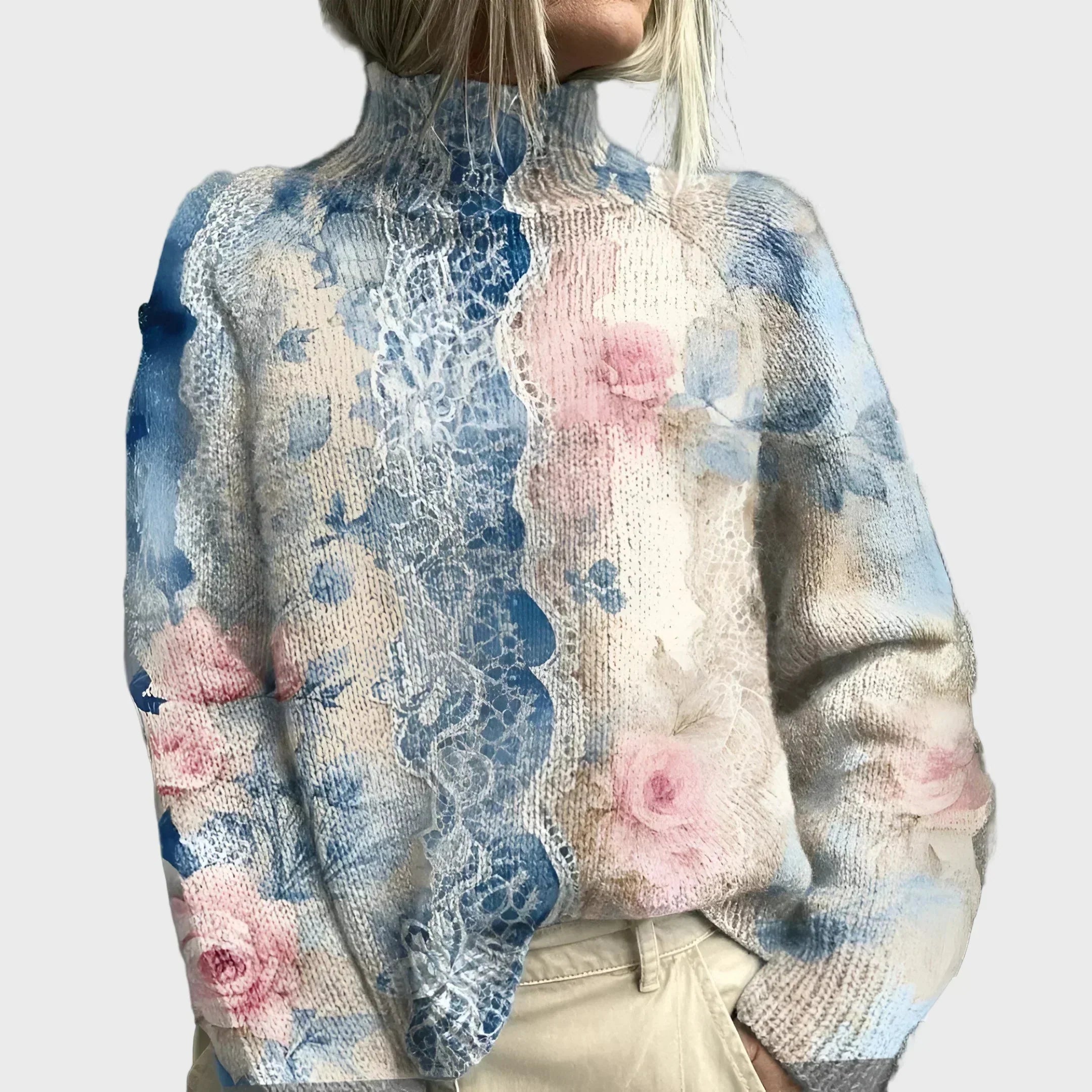 Sweater with an Elegant Floral Pattern