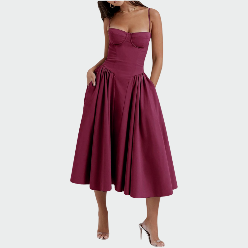 Satino Maxi Dress with Thin Straps