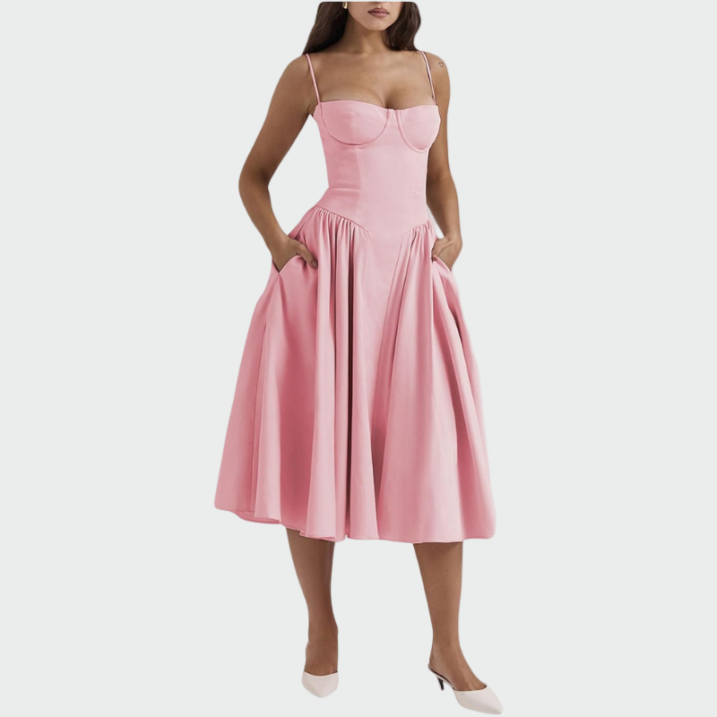Satino Maxi Dress with Thin Straps