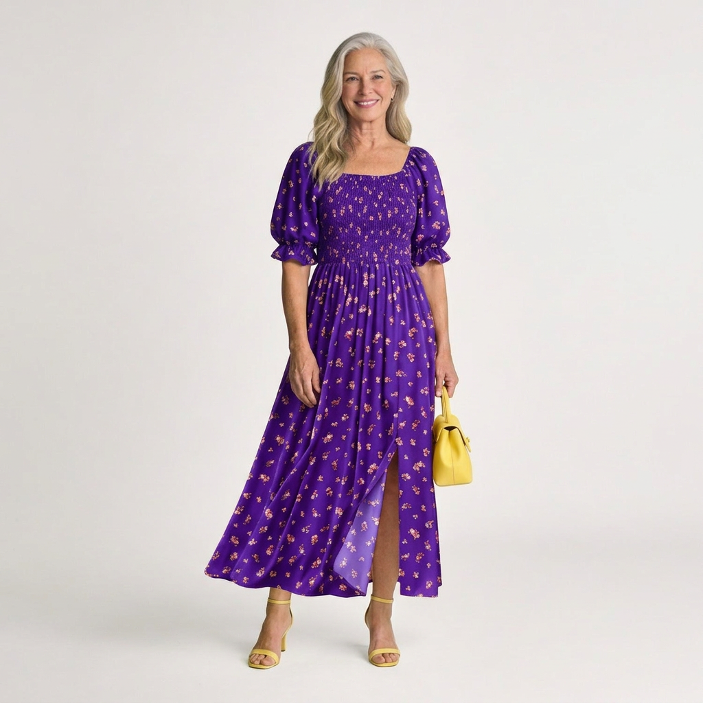 Delphine | Floral Square Neck Puff Sleeve Dress