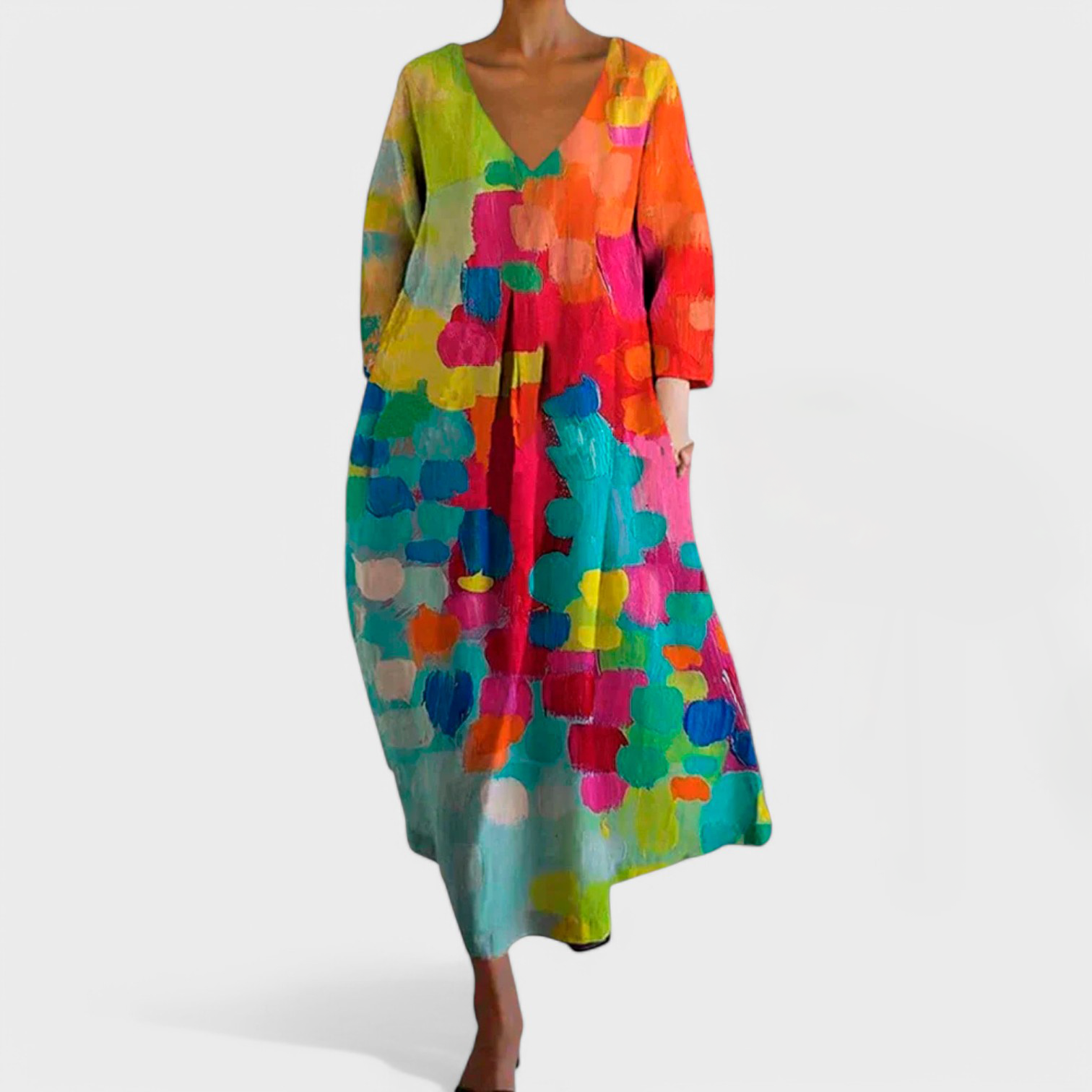 Ana - Colorful Dress with V-Neck