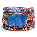 Wrap Bracelet Leather - Lapis Lazuli & Sodalite - Rough Cut - Wisdom