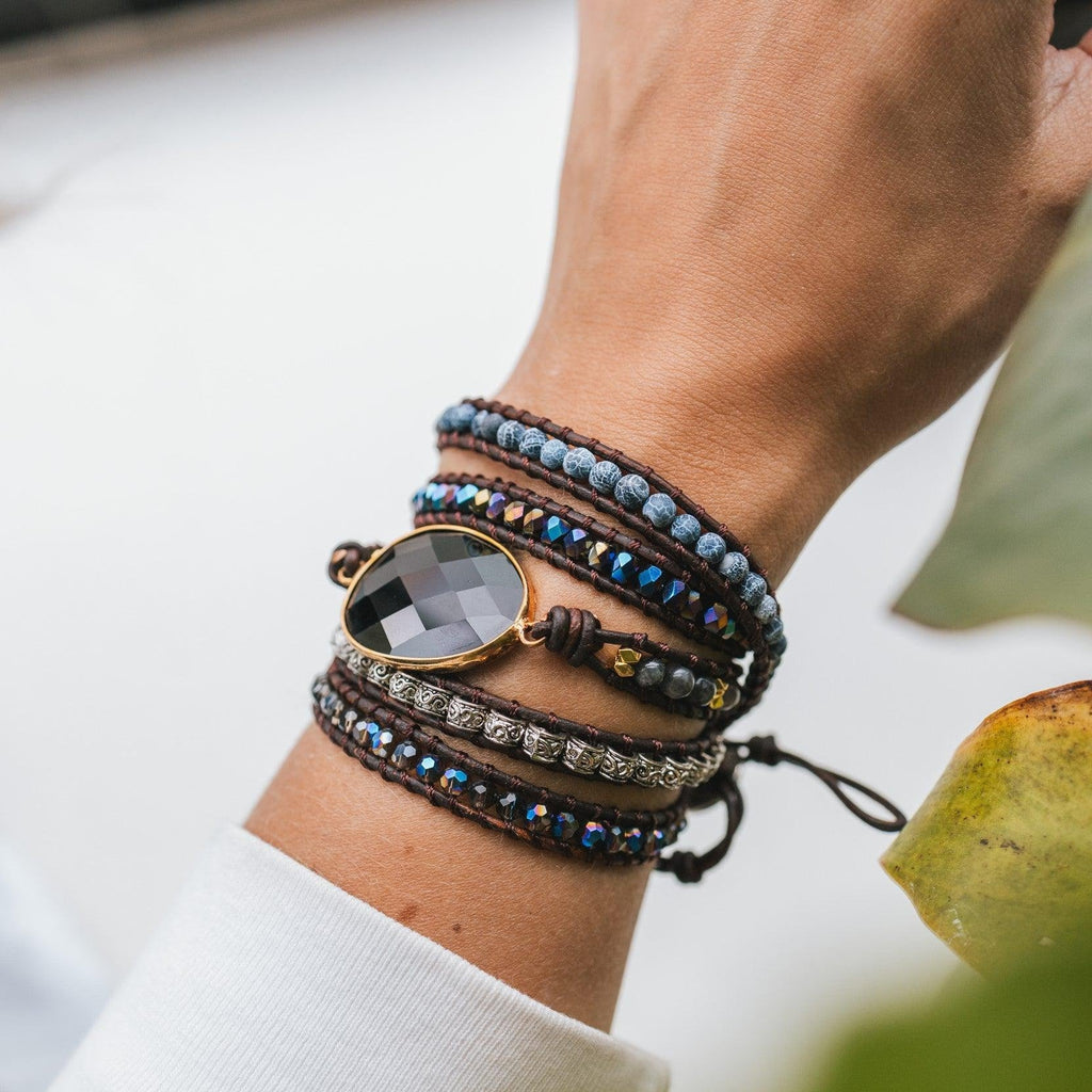 Bracelet - Onyx - Labradorite & Agate - Rough Cut - Focus