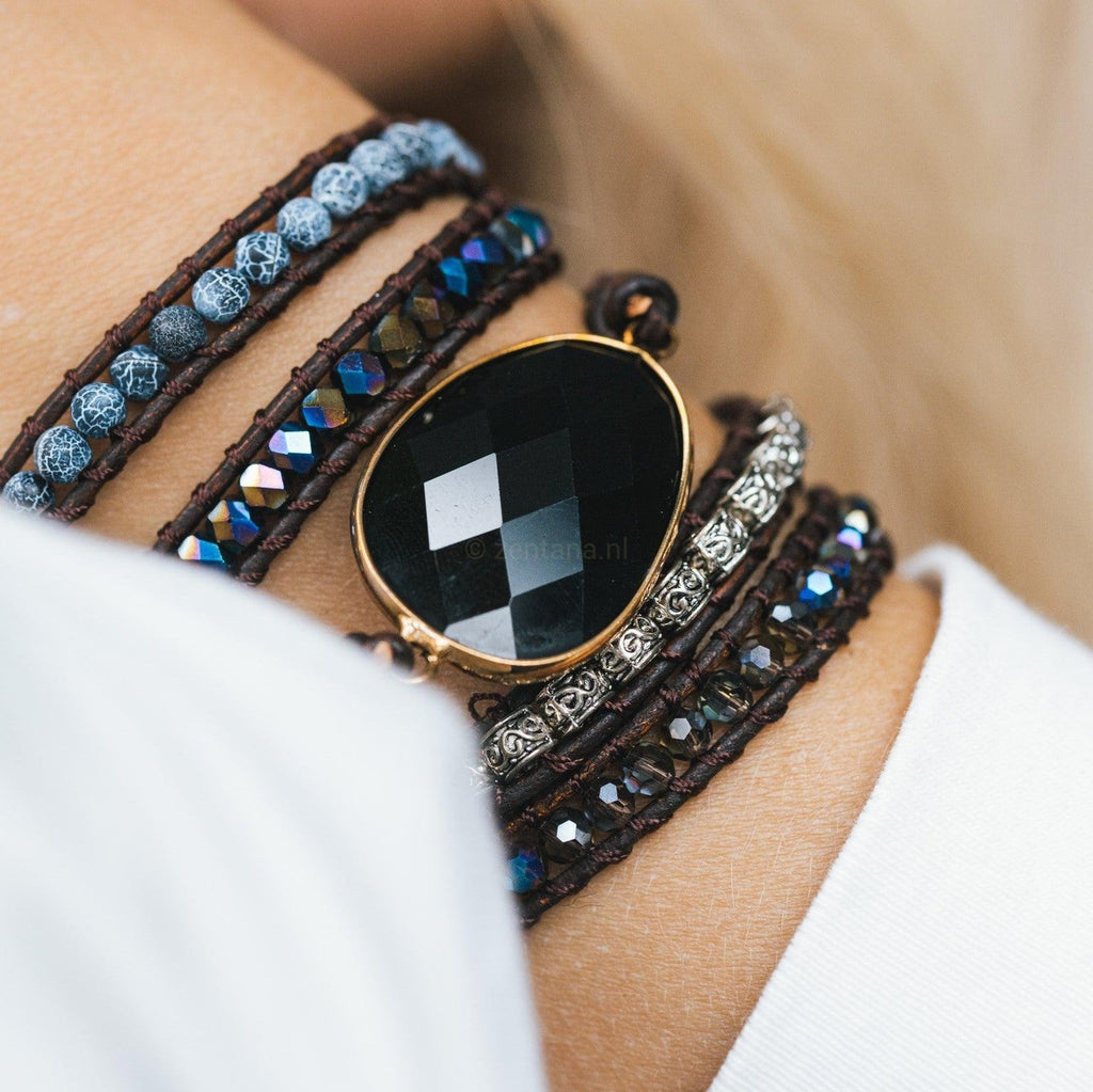 Bracelet - Onyx - Labradorite & Agate - Rough Cut - Focus