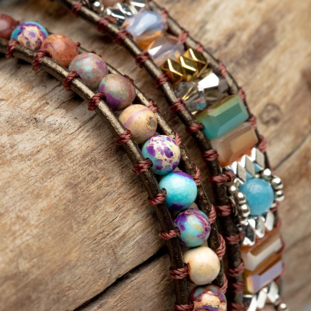 Wristband Balance - Rhodonite & Jasper - Leather - Self-Love