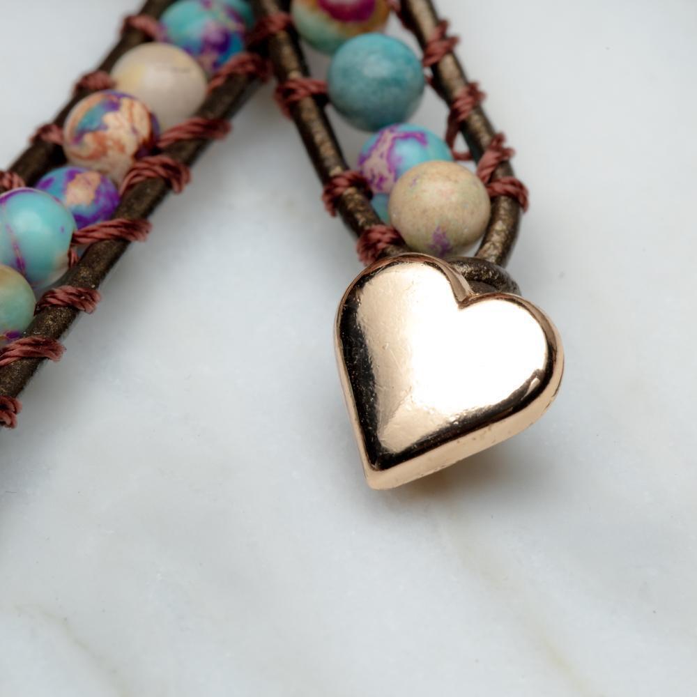 Wristband Balance - Rhodonite & Jasper - Leather - Self-Love