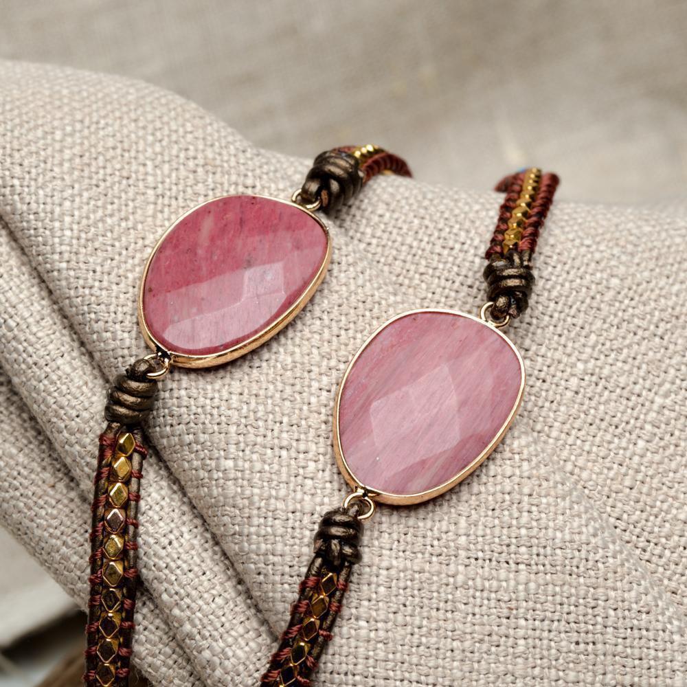 Wristband Balance - Rhodonite & Jasper - Leather - Self-Love