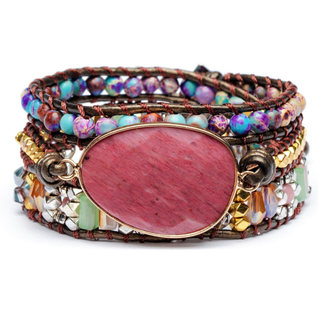 Wristband Balance - Rhodonite & Jasper - Leather - Self-Love